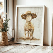 牛素朴のヴィンテージ絵画子羊 ポスター