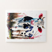 牛素朴アートと花 – ファームハウスデコール ジグソーパズル (横)