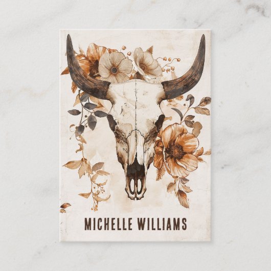牛素朴スカルと花ボホウェスタン 名刺 (正面)