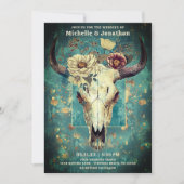 牛素朴スカルフローラボホウェスタン結婚ズ 招待状 (正面)