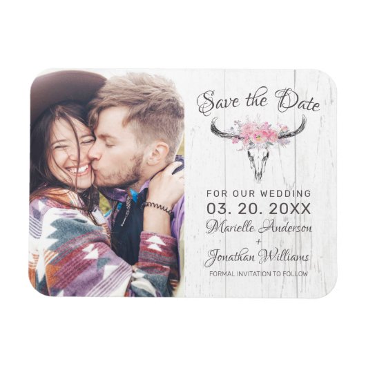 牛素朴スカルフローラ赤面水彩写真 マグネット (横)