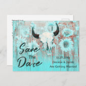 牛素朴スカルボホティール(緑がかった色)西ひまわり花 案内ポストカード (正面/裏面)