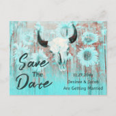 牛素朴スカルボホティール(緑がかった色)西ひまわり花 案内ポストカード (正面)