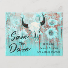 牛素朴スカルボホティール（緑がかった色）西ひまわり花 案内ポストカード