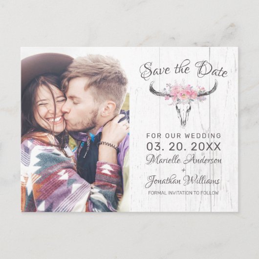 牛素朴スカルボホフローラ写真の保存日付 案内ポストカード (正面)