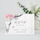 牛素朴スカルボホフローラ赤面ピンクウォーター色 出欠カード (スタンド正面)