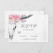 牛素朴スカルボホフローラ赤面ピンクウォーター色 出欠カード (正面/裏面)