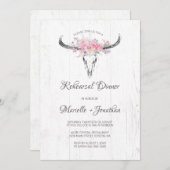 牛素朴スカルボホーフローラピンクリハーサルディナー 招待状 (正面/裏面)