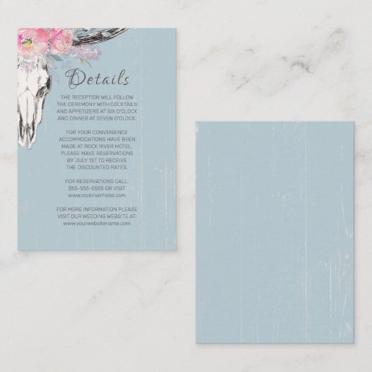 牛素朴スカルボホ赤面水カラーフローラブルー エンクロージャーカード (正面/裏面)