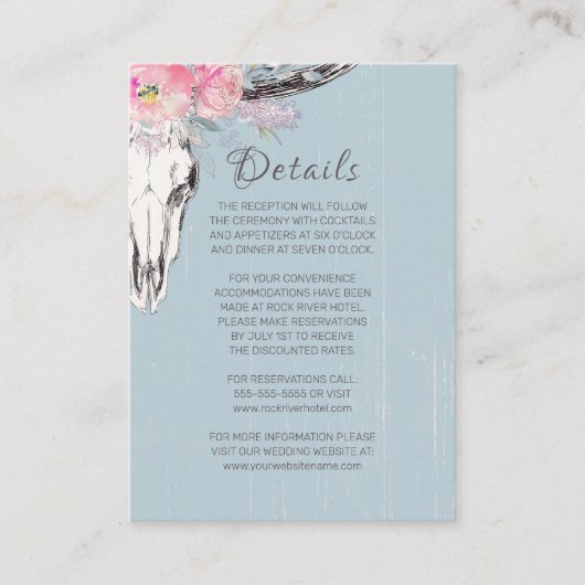 牛素朴スカルボホ赤面水カラーフローラブルー エンクロージャーカード (正面)