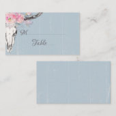 牛素朴スカルボホ赤面水カラーフローラブルー プレイスカード (正面/裏面)