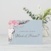 牛素朴スカルボー赤面フローラメイド・オブ・オーナー(花嫁付き添い人) 招待状 (スタンド正面)