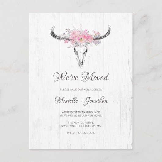 牛素朴スカル赤面フローラボホムービング 案内ポストカード (正面)