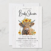 牛素朴フローラウッドウォーターカラーベビーシャワー 招待状 (正面)