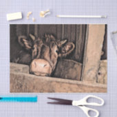 牛素朴ヴィンテージスケッチアートカントリーバーンファーム 薄葉紙 (クラフト)