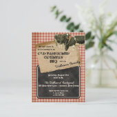 牛素朴牛バックヤードクックアウトBBQピクニック インビテーションポストカード (スタンド正面)