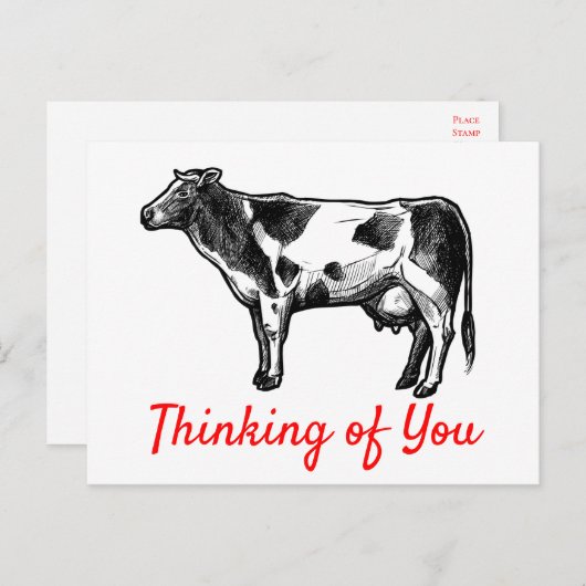 牛考えのハロー恋しく思ユーファーム農家 ポストカード (正面/裏面)