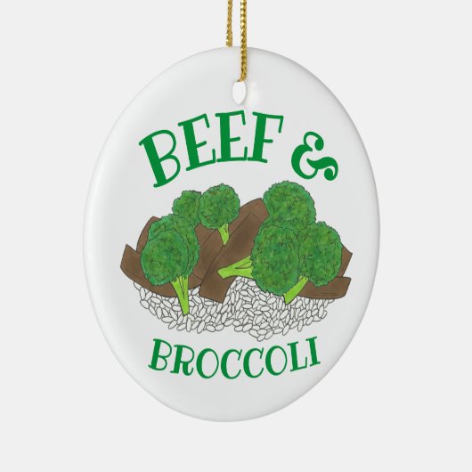 牛肉とブロッコリー中国のテイクアウトレストラン食品 セラミックオーナメント (右)