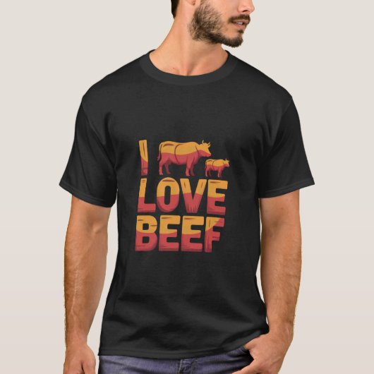 牛肉の牛への感謝を愛してます Tシャツ (正面)