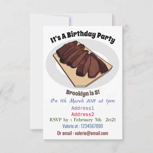 牛肉の胸元部分の漫画イラスト 招待状 (正面)