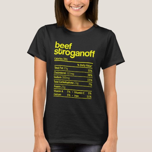 牛肉ストロガノフの栄養成分表示 感謝祭 クリスチャン Tシャツ (正面)