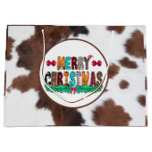 牛肉入りブラウンホワイトメリークリスマス ラージペーパーバッグ (正面)