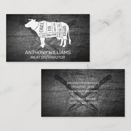 牛肉図 | 傷ついた金属 名刺 (正面/裏面)
