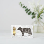 牛肉図 |金ゴールド金属器 名刺 (スタンド正面)