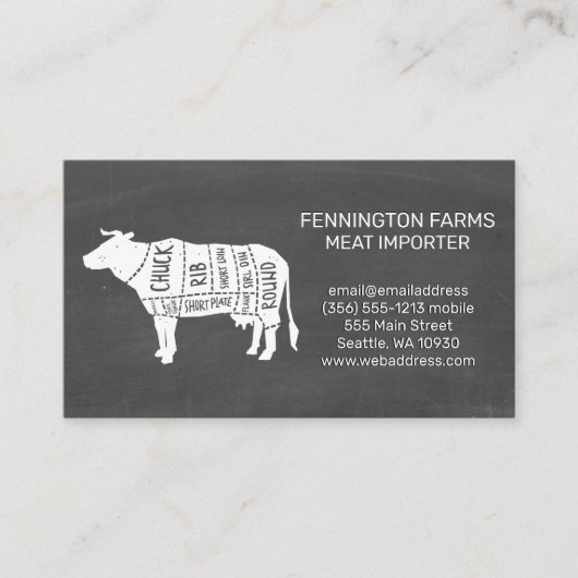 牛肉図 |黒板の背景 名刺 (正面)