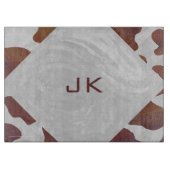 牛茶色と白モノグラム カッティングボード (正面)