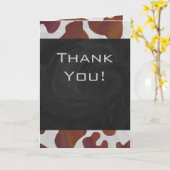 牛茶色と白モノグラム カード (黄色い花)