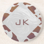 牛茶色と白モノグラム コースター (正面)