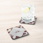 牛茶色と白モノグラム コースター (右側)
