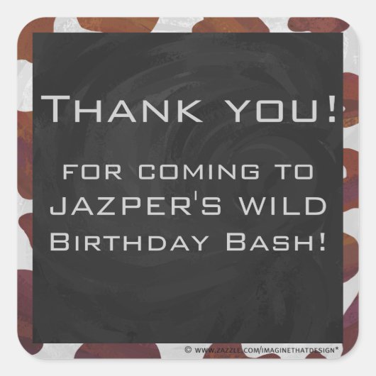 牛茶色と白モノグラム スクエアシール (正面)