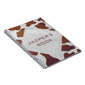 牛茶色と白モノグラム ノートブック (右側)