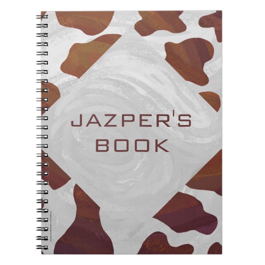 牛茶色と白モノグラム ノートブック (正面)