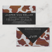 牛茶色と白モノグラム 名刺 (正面/裏面)