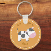 牛茶色キーチェーン キーホルダー (正面)
