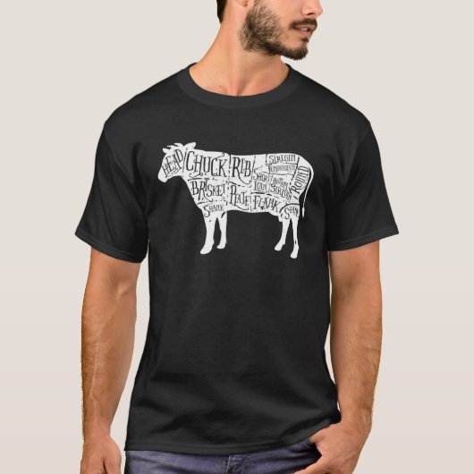 牛解体Tシャツ 牛の部位図 Tシャツ (正面)