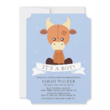 牛詰まった青イエロー男の子！赤ちゃんシャワー