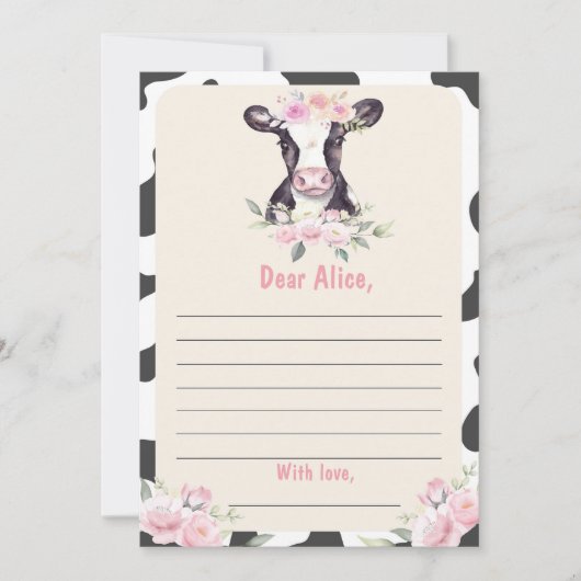 牛誕生日タイムカプセルノートメッセージカード サンキューカード (正面)