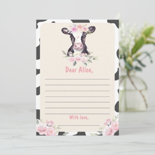 牛誕生日タイムカプセルノートメッセージカード サンキューカード (スタンド正面)