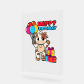 牛誕生日バルーンテーマキャットルマン農家かわいいB アクリルサイン (傾斜)
