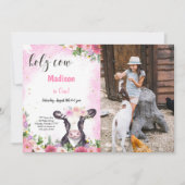 牛誕生日フォト招待状 招待状 (正面)