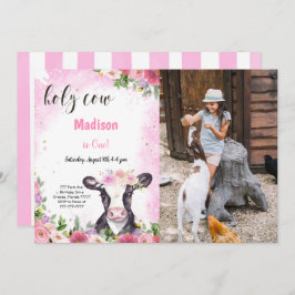 牛誕生日フォト招待状 招待状