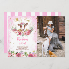 牛誕生日フォト招待状 招待状