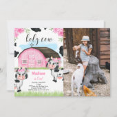 牛誕生日フォト招待状 招待状 (正面)