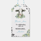 牛誕生日ベイビーシャワーサンキューユユーラベル ギフトタグ (正面)