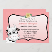 牛誕生日招待状 招待状 (正面/裏面)