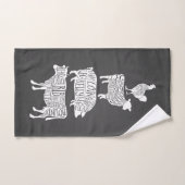 牛豚肉肉肉切りアート小型ホルダー ハンドタオル (ハンドタオル)